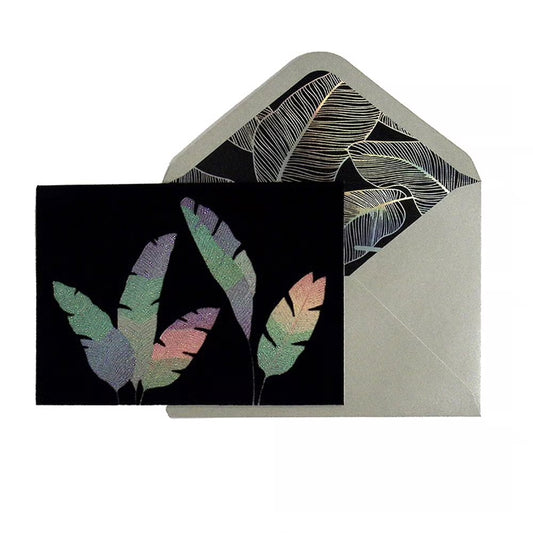 Glitter Palm Leaves Blank Card