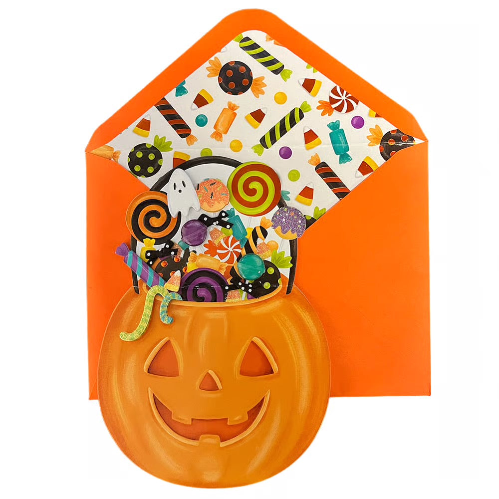 Die Cut Candy Pumpkin Halloween Card