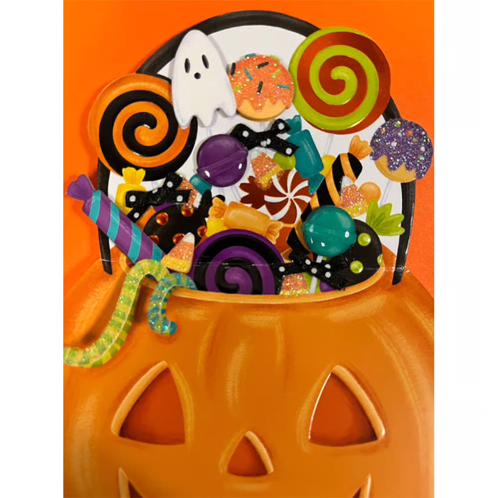 Die Cut Candy Pumpkin Halloween Card