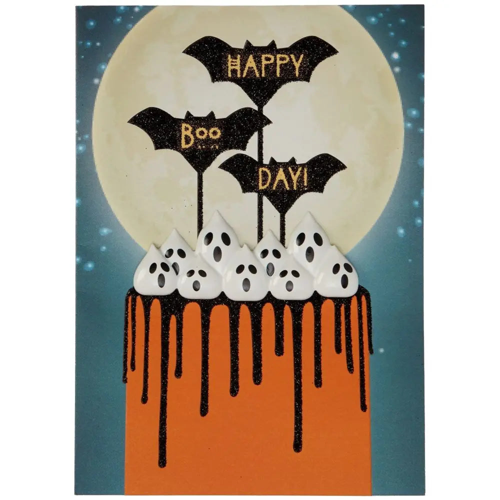 Ghost & Bat Cake Halloween Card