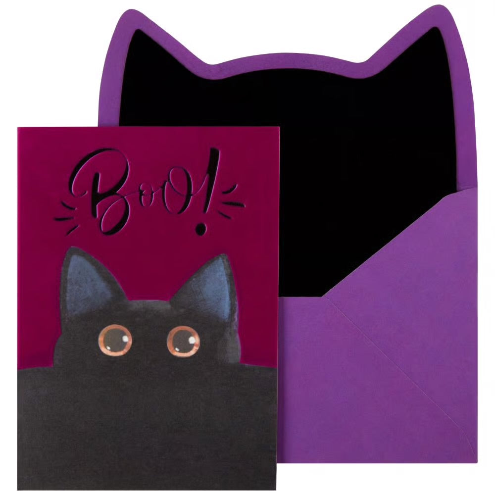 Black Cat Boo Halloween Card