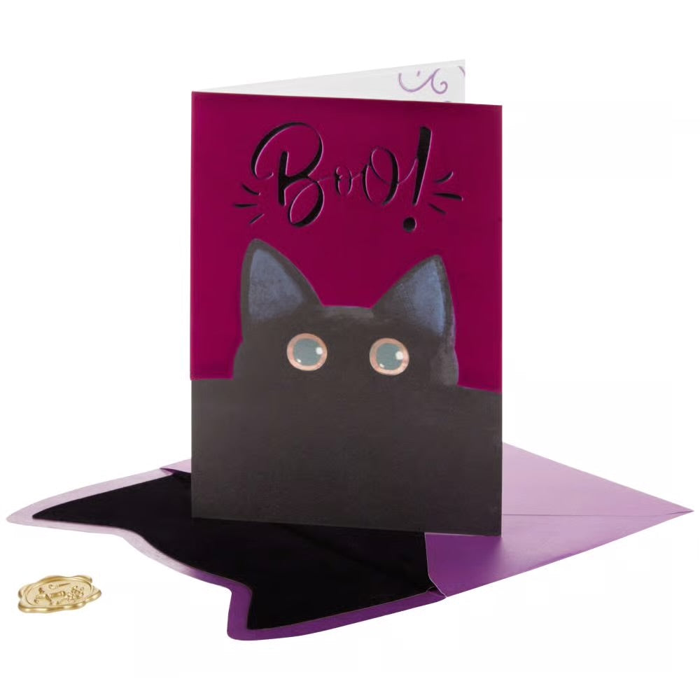 Black Cat Boo Halloween Card