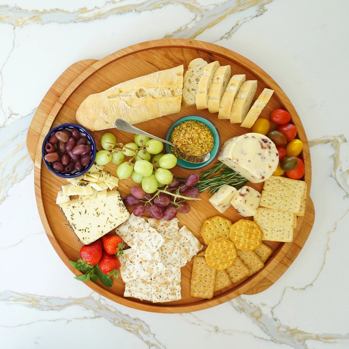 Cherry Round Wooden Serving Tray