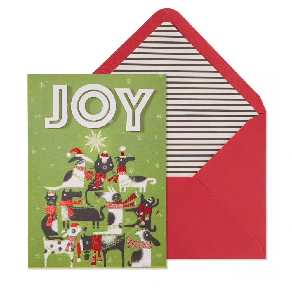 Dog And Cat Tree Christmas Card