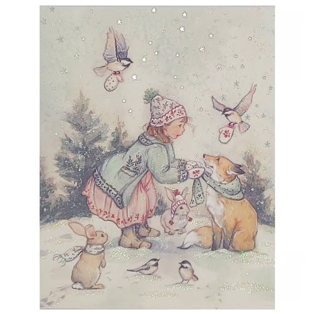 Storybook Girl and Animals Boxed Christmas Cards