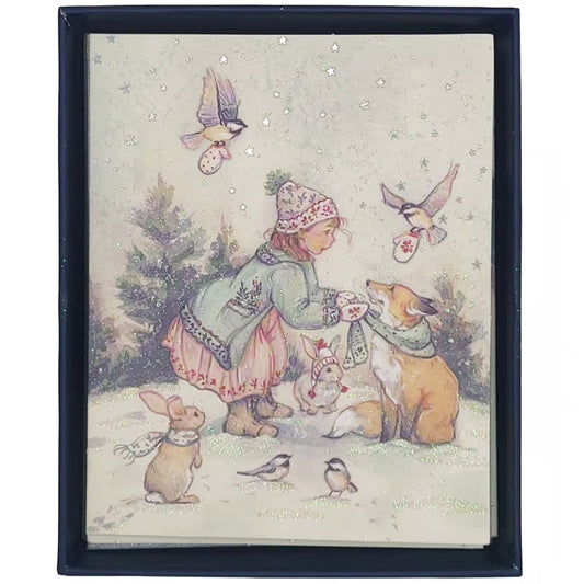 Storybook Girl and Animals Boxed Christmas Cards