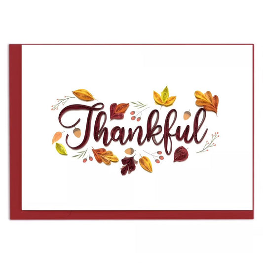 Quilled Thankful Text Thanksgiving Card