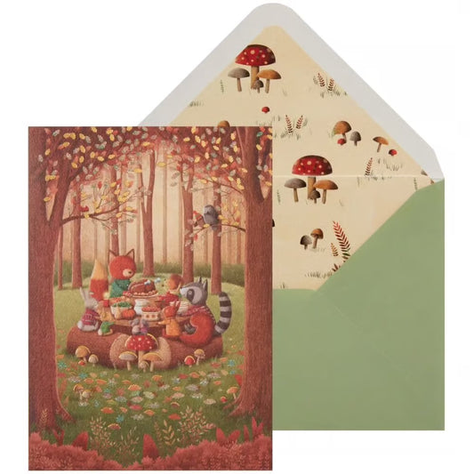 Critter Dinner In Woods Thanksgiving Card