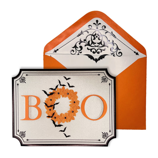 Handmade Boo Wreath Halloween Card
