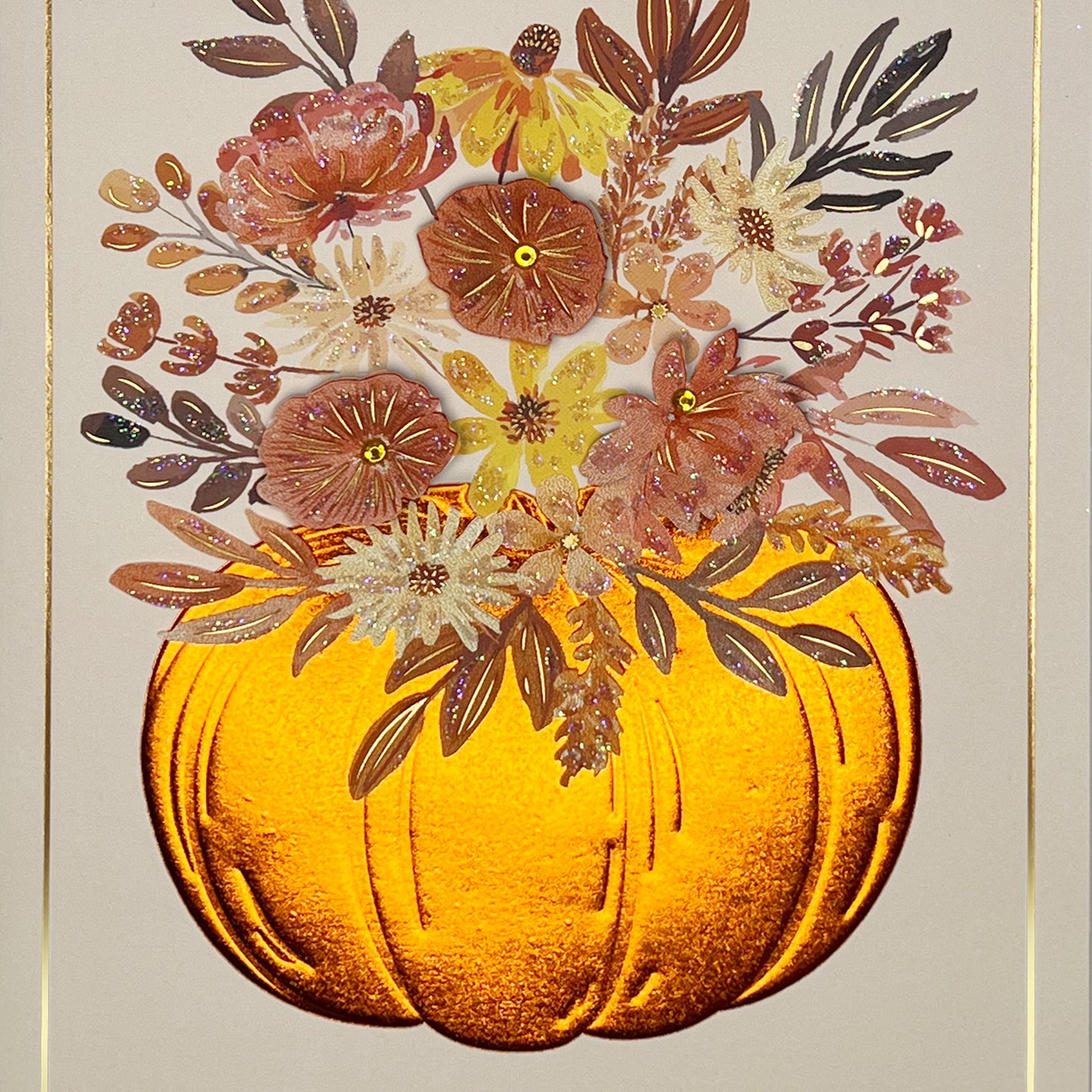 Pumpkin Centerpiece with Flower Halloween Card