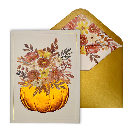 Pumpkin Centerpiece with Flower Halloween Card