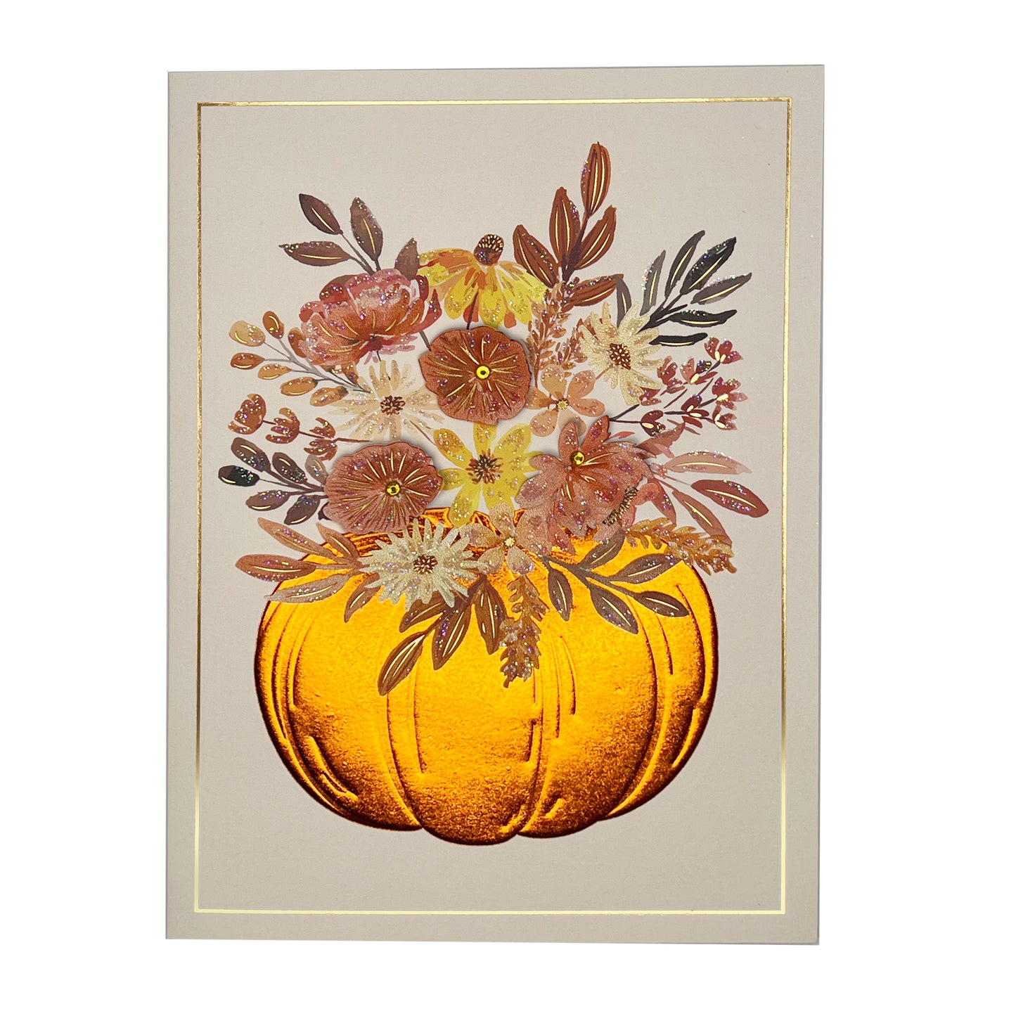 Pumpkin Centerpiece with Flower Halloween Card