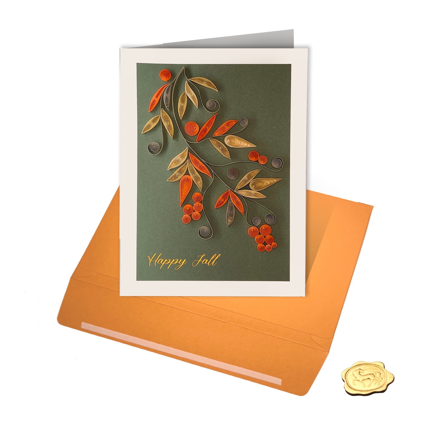 Quilling Branch with Leaves Thanksgiving Card