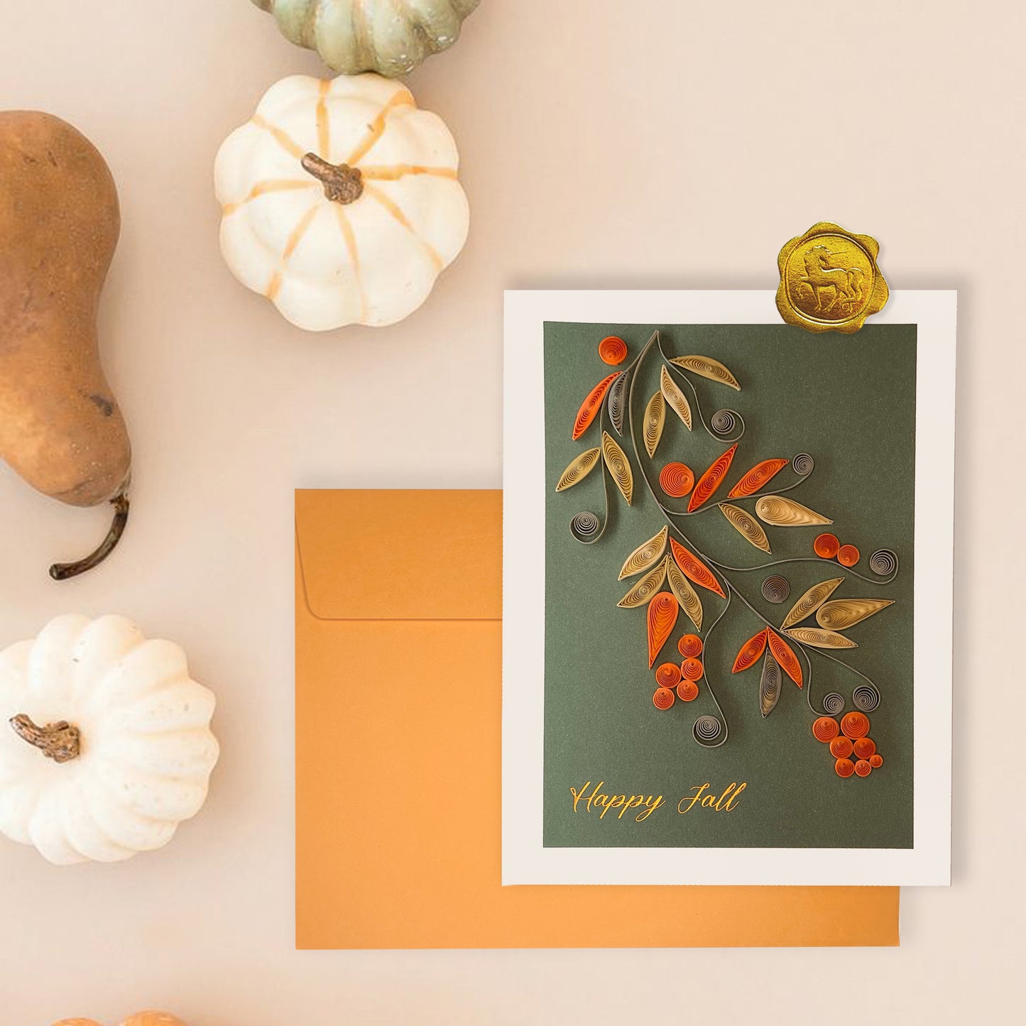Quilling Branch with Leaves Thanksgiving Card