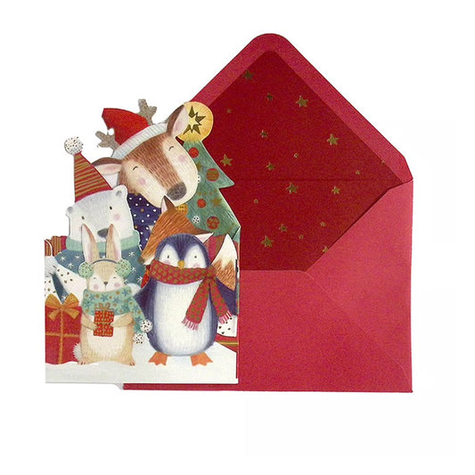 Fold Out Animals Christmas Card
