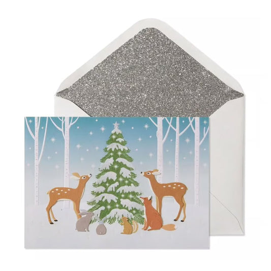 Woodland Scene With Deer Christmas Card