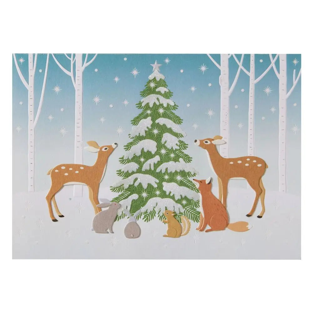 Woodland Scene With Deer Christmas Card