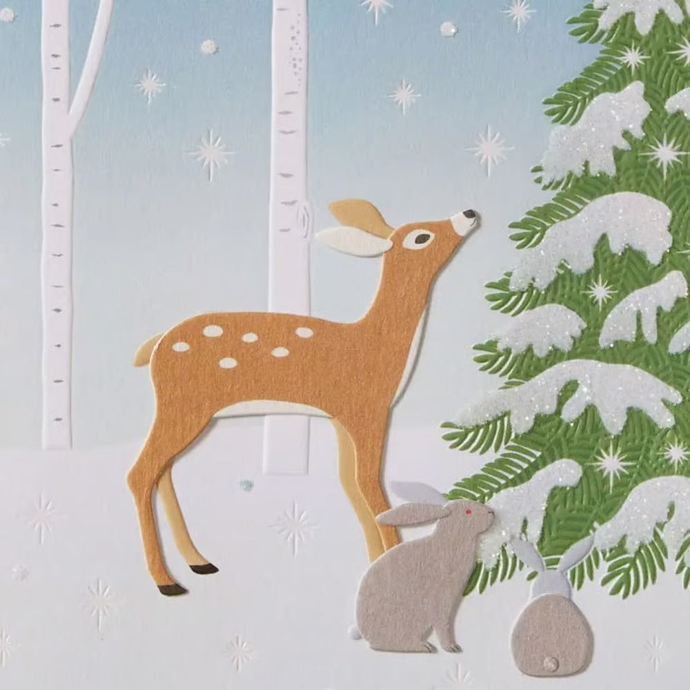 Woodland Scene With Deer Christmas Card