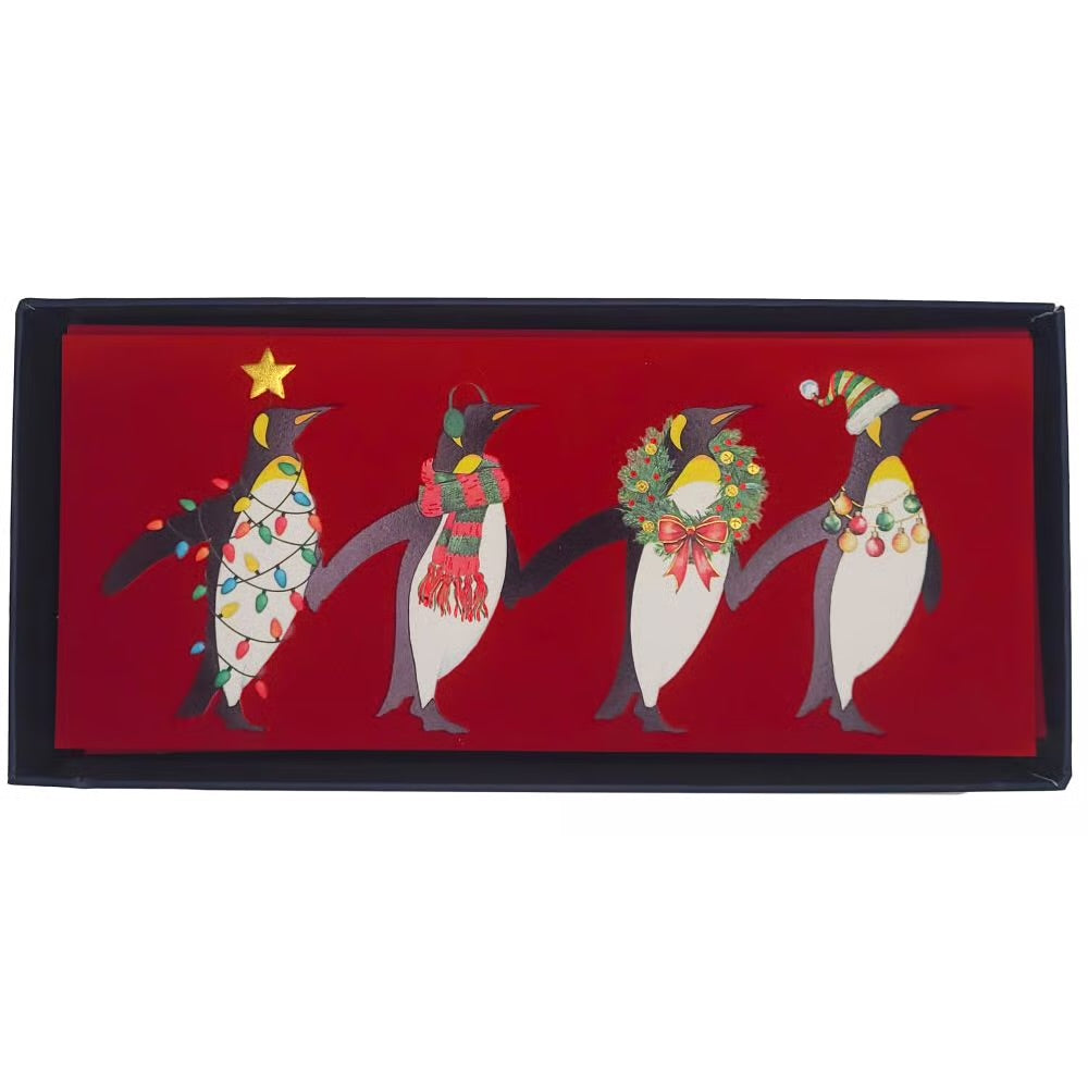 Row of Penguins Boxed Christmas Cards