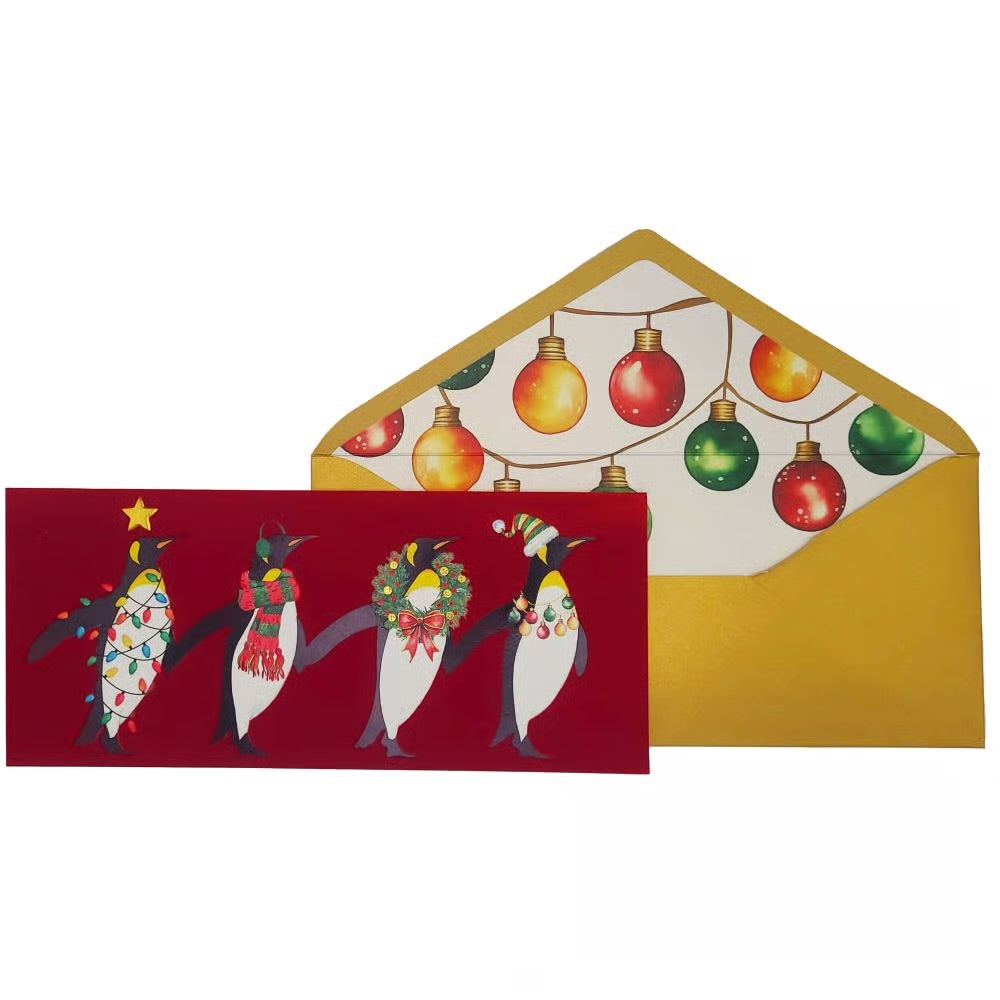 Row of Penguins Boxed Christmas Cards