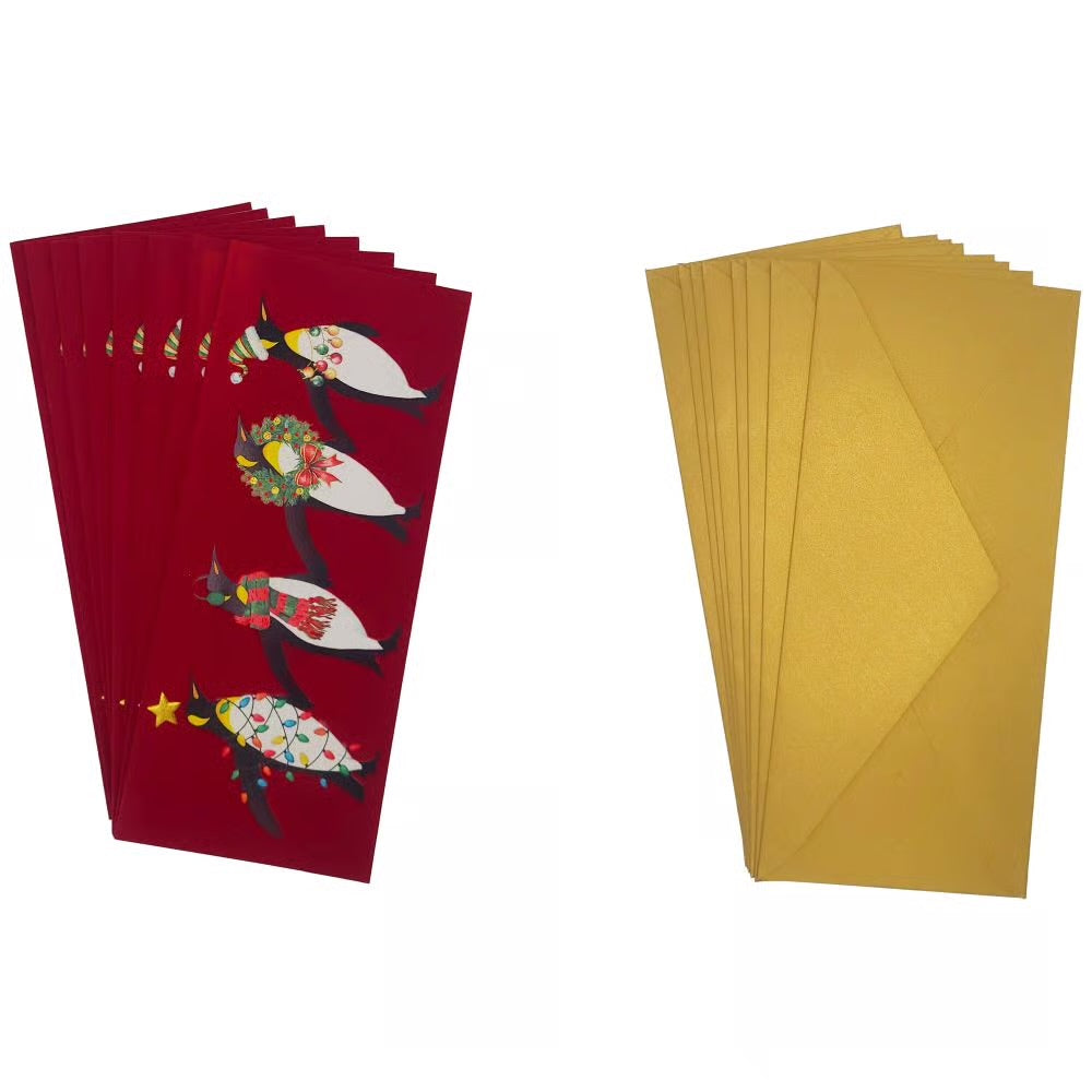 Row of Penguins Boxed Christmas Cards