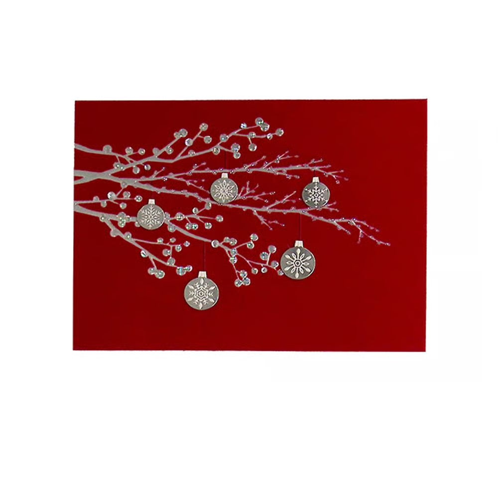 Ornate Ornaments On Branches Christmas Card