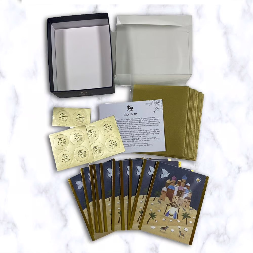 Colorful Nativity Scene 10Ct Boxed Christmas Cards
