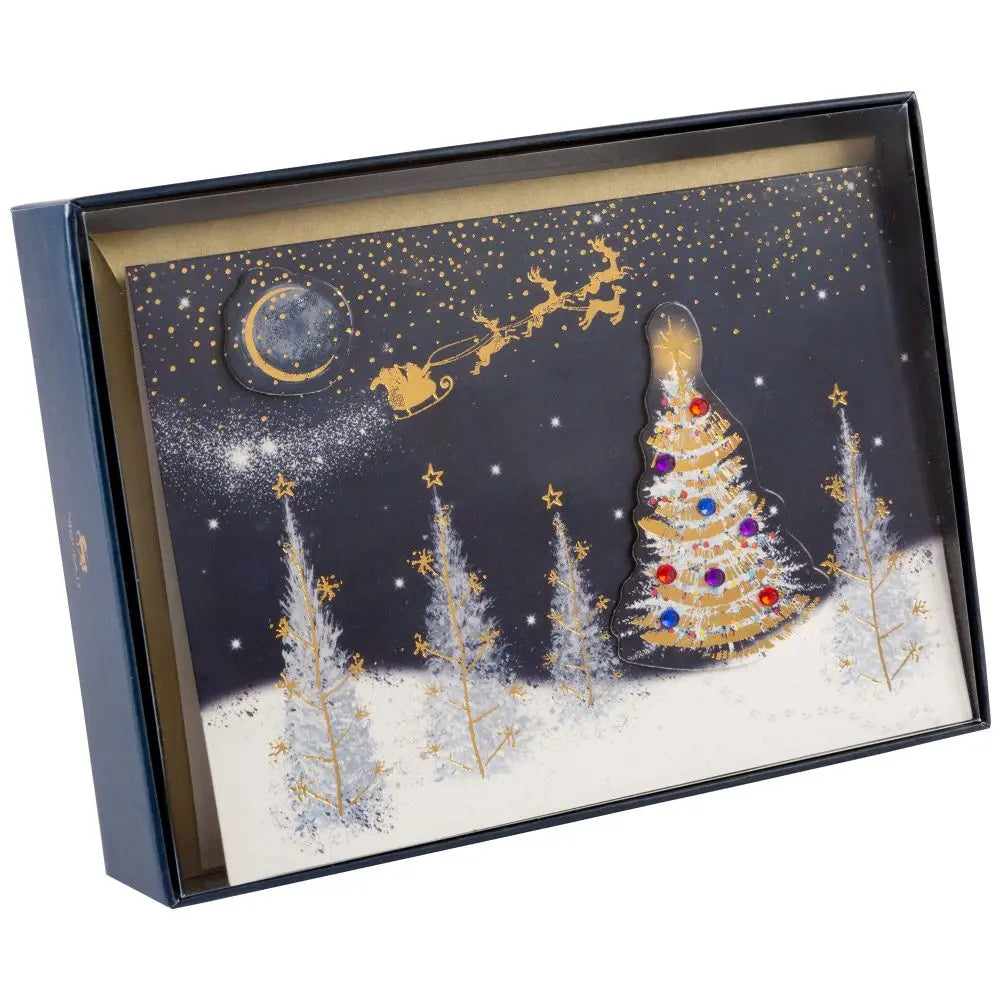 Santa Silhouette Ovr Land 8Ct Boxed Christmas Cards