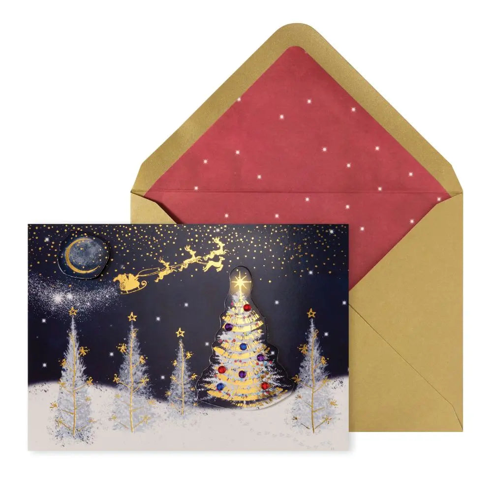 Santa Silhouette Ovr Land 8Ct Boxed Christmas Cards