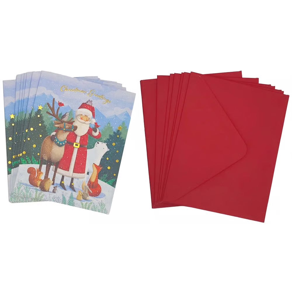 Santa And Animals Boxed Christmas Cards