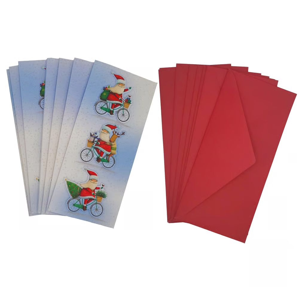 Santas On Bicycles Boxed Christmas Cards