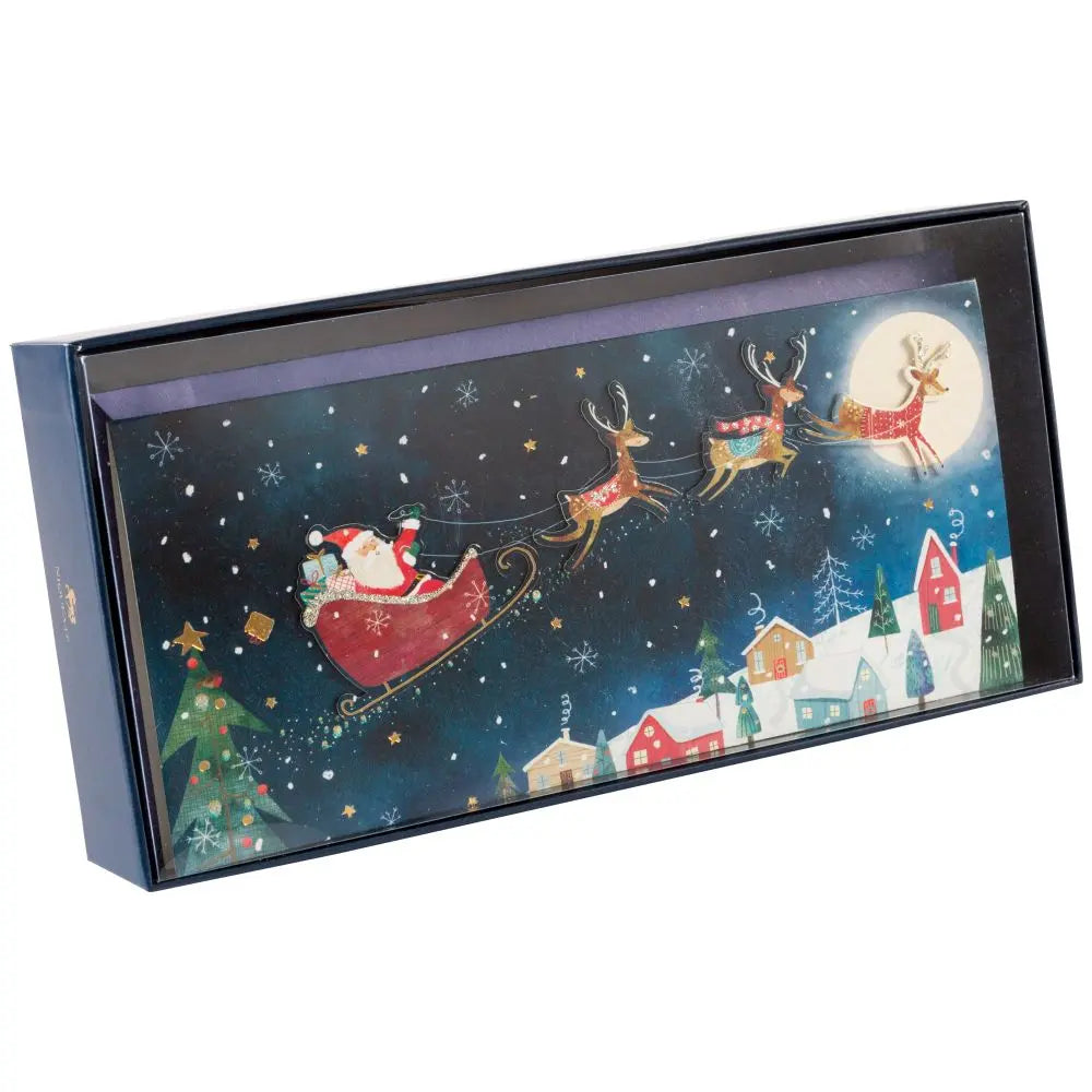 Santa Reindeer Night Sky 8Ct Boxed Christmas Cards