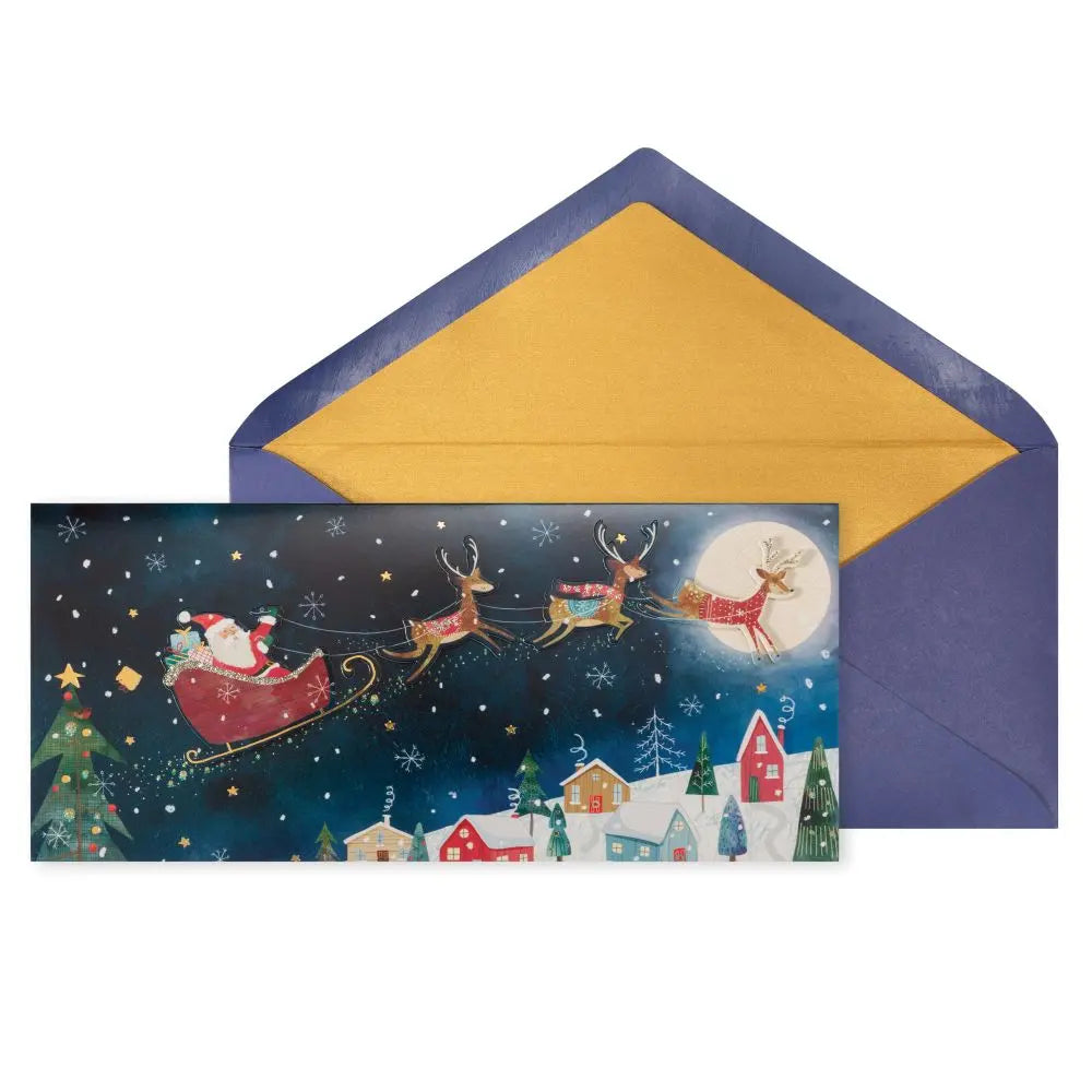 Santa Reindeer Night Sky 8Ct Boxed Christmas Cards