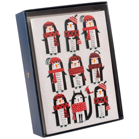 Penguins And Cat 8Ct Boxed Christmas Cards
