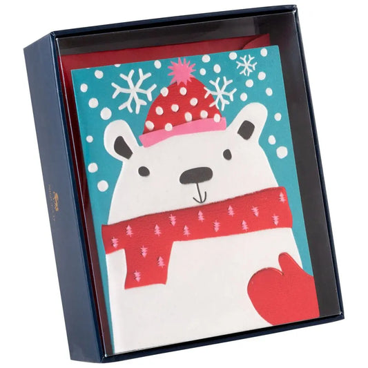 Polar Bear In Scarf 10Ct Boxed Christmas Cards