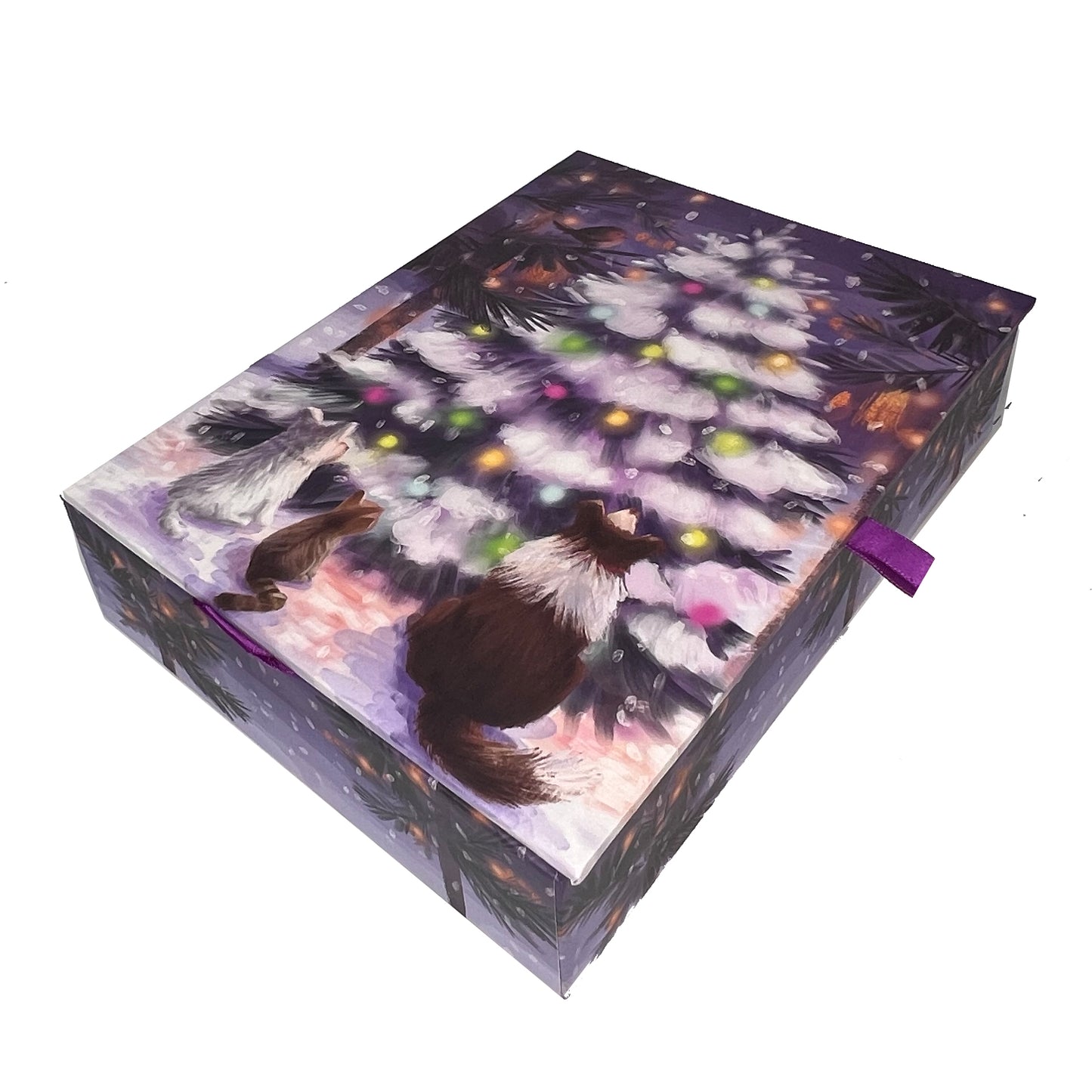 Pets Gathered Around Tree 20ct Boxed Christmas Cards