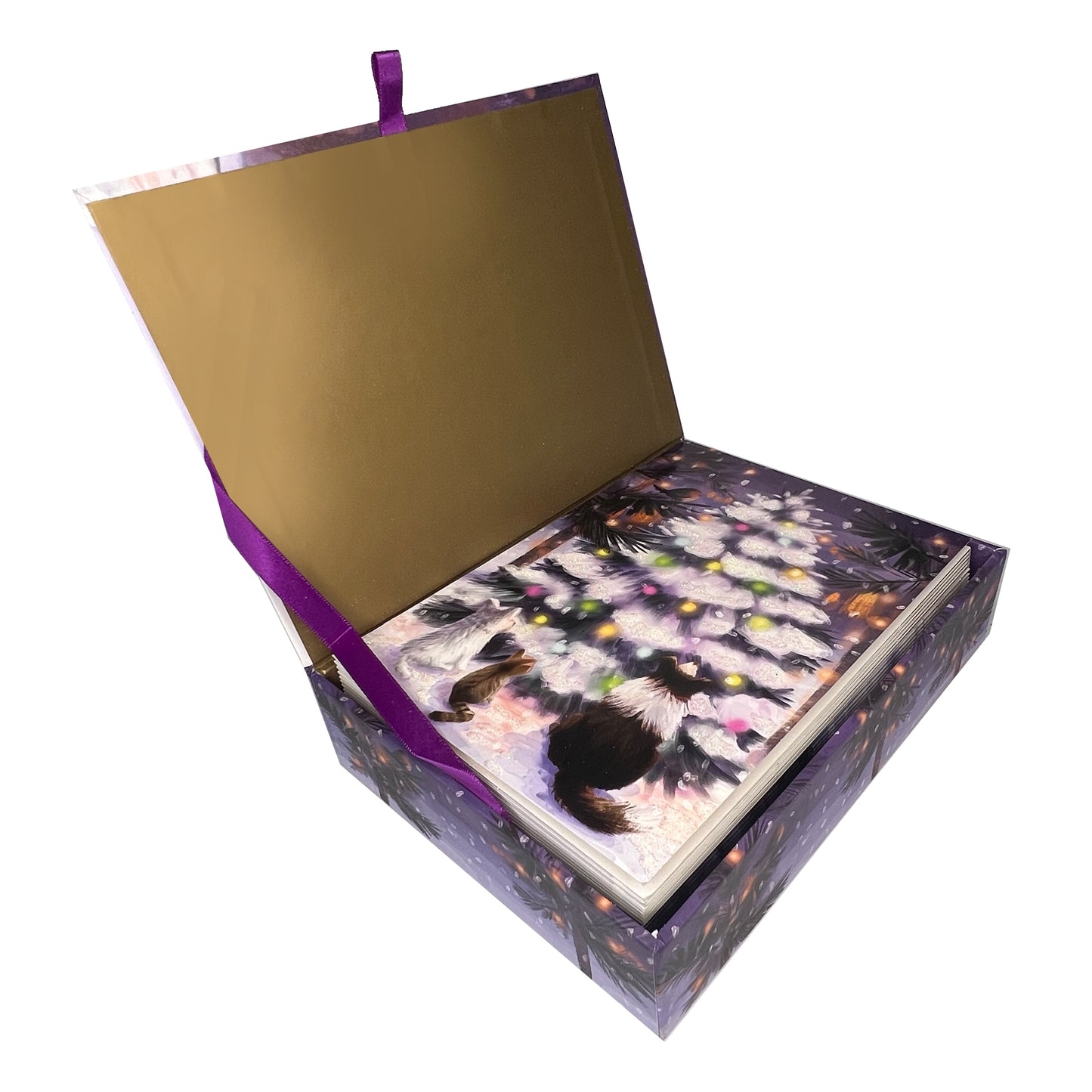 Pets Gathered Around Tree 20ct Boxed Christmas Cards
