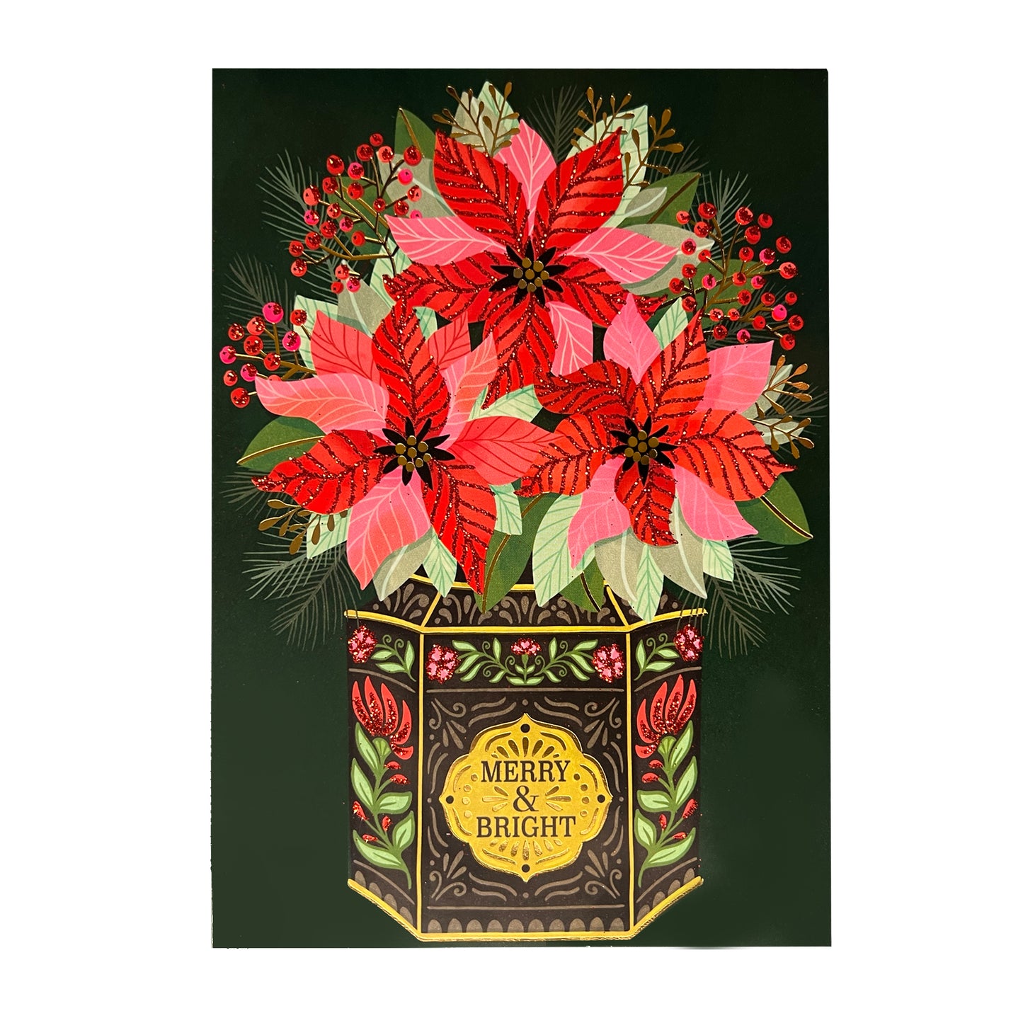 Poinsettias in Vintage Tin 20ct Boxed Christmas Cards