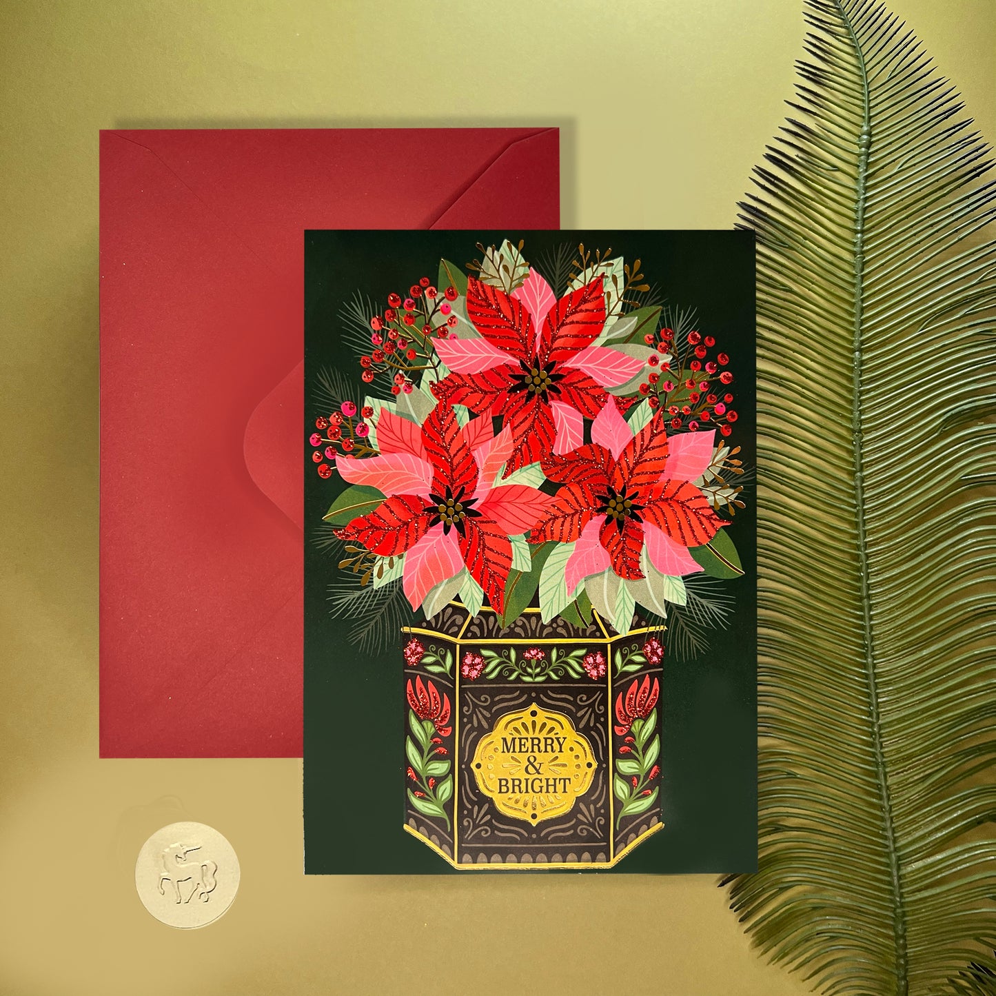Poinsettias in Vintage Tin 20ct Boxed Christmas Cards