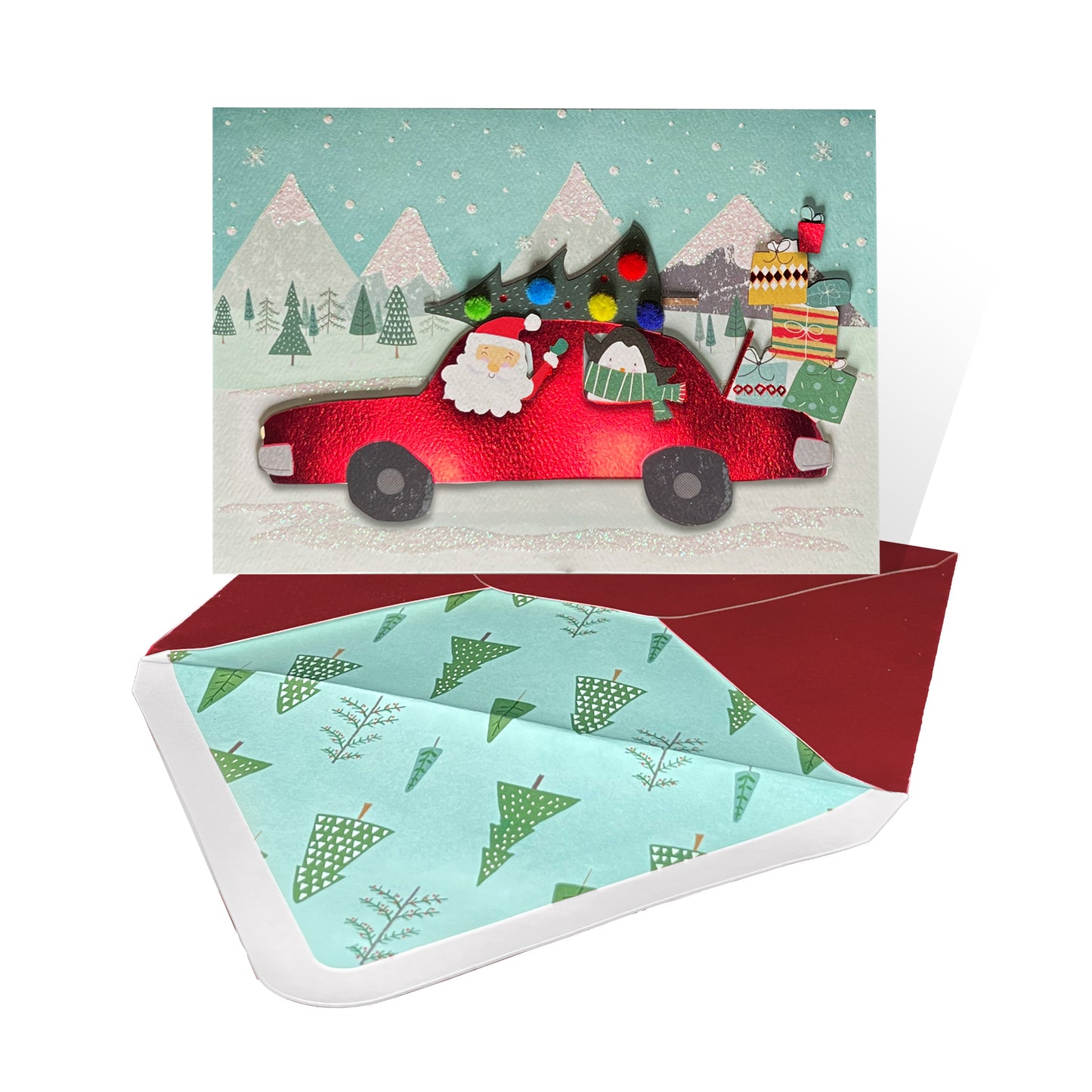 Santa in Car Christmas Card