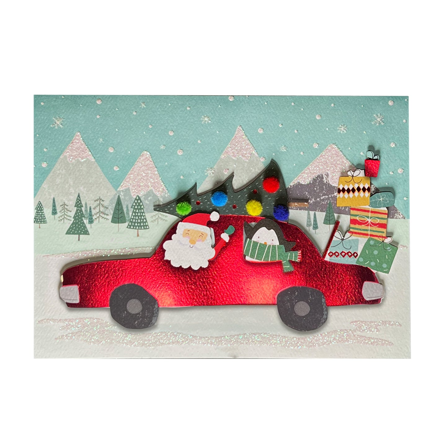 Santa in Car Christmas Card