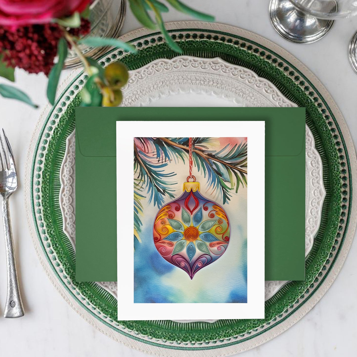 Colorful Ornament Christmas Card