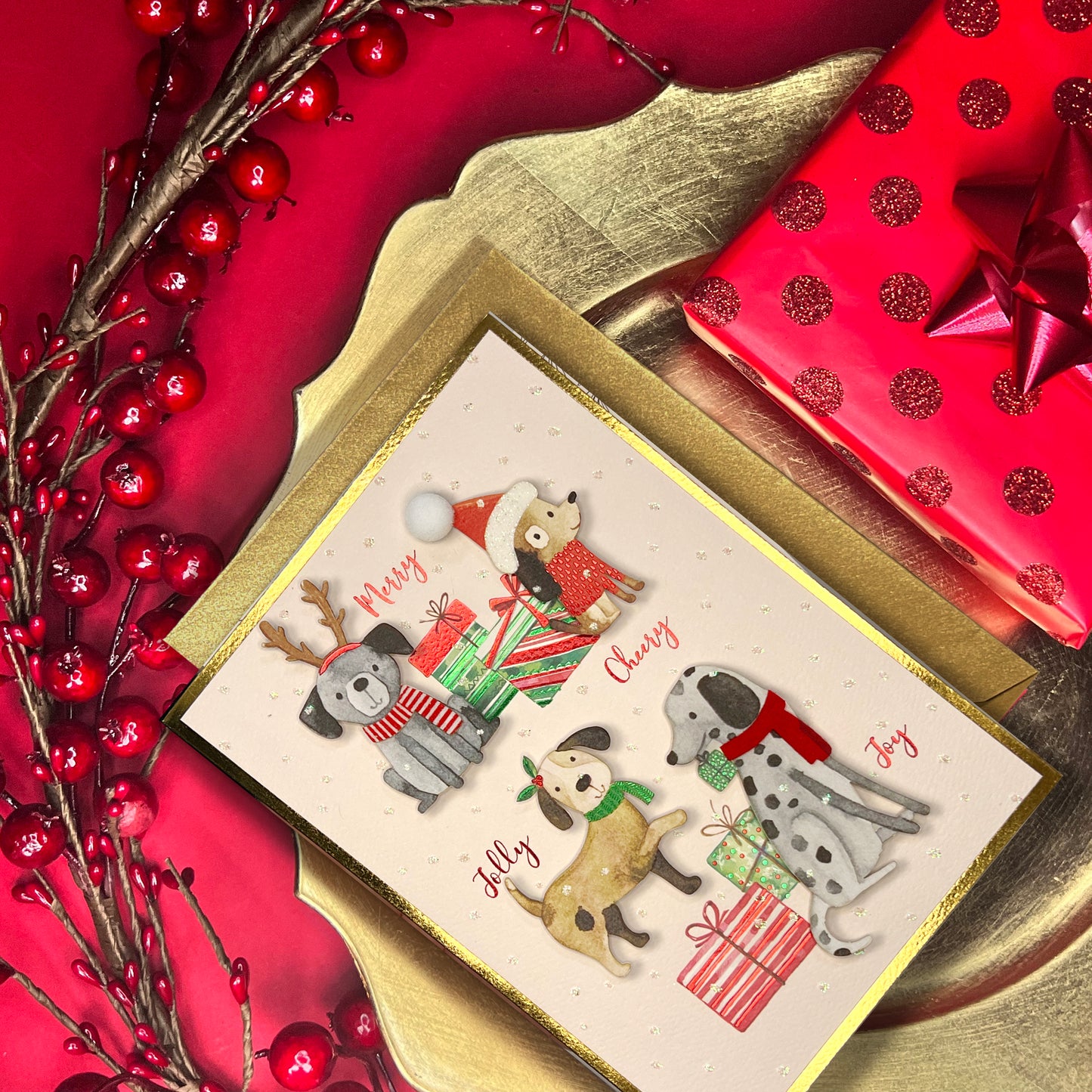 Festive Winter Dogs Christmas Card