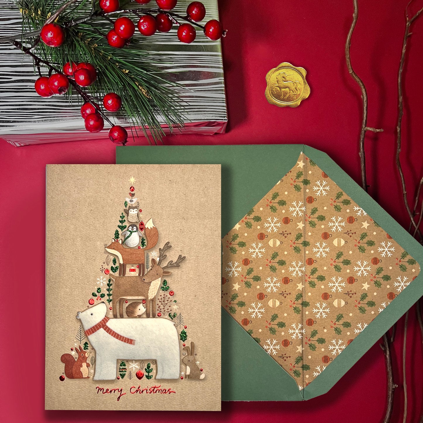 Forest Friends Tree Christmas Card