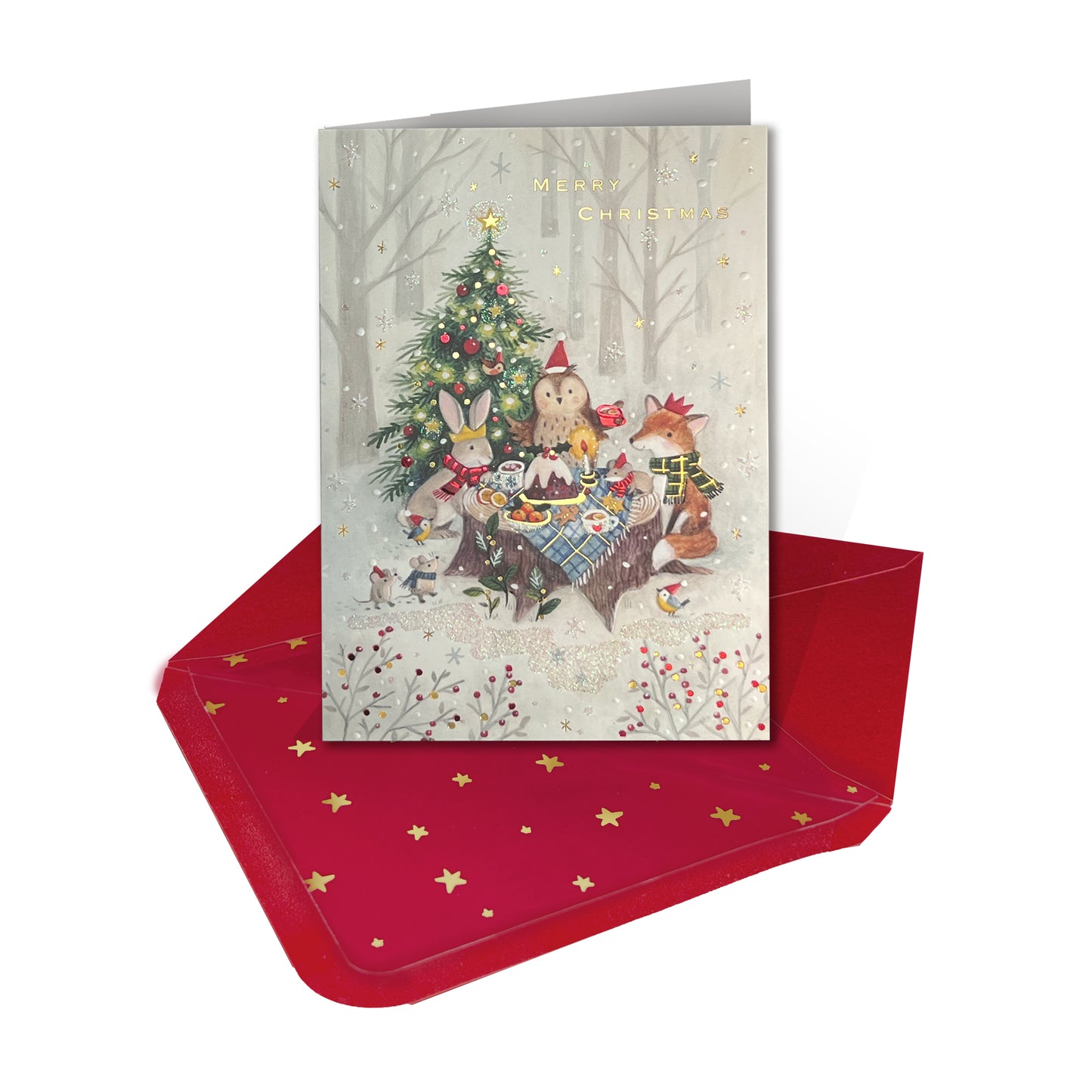 Woodland Animals Feast Christmas Card