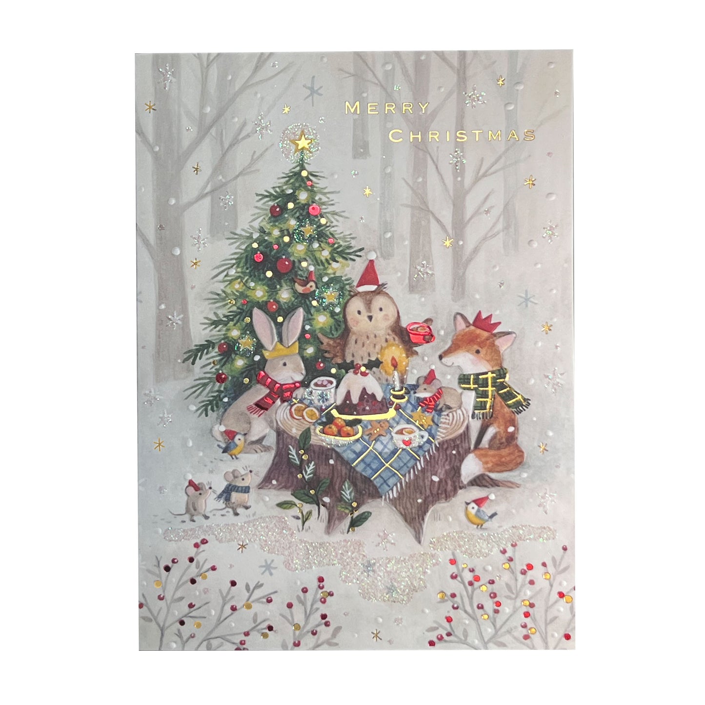 Woodland Animals Feast Christmas Card
