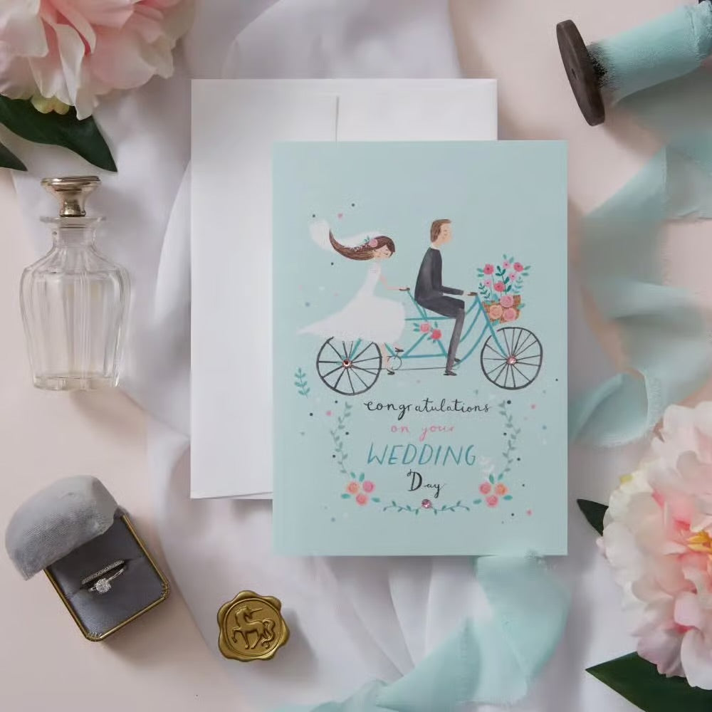 Tandem Bicycle Wedding Card