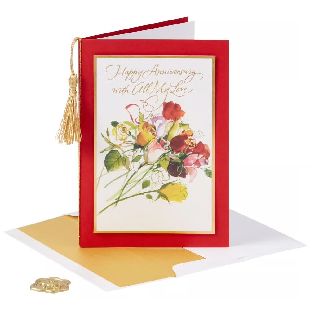 Rose Bouquet Anniversary Card
