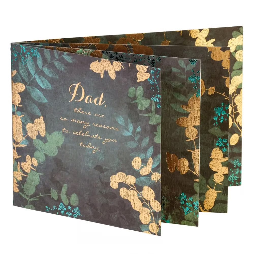 Dad Gold Leaves Birthday Card