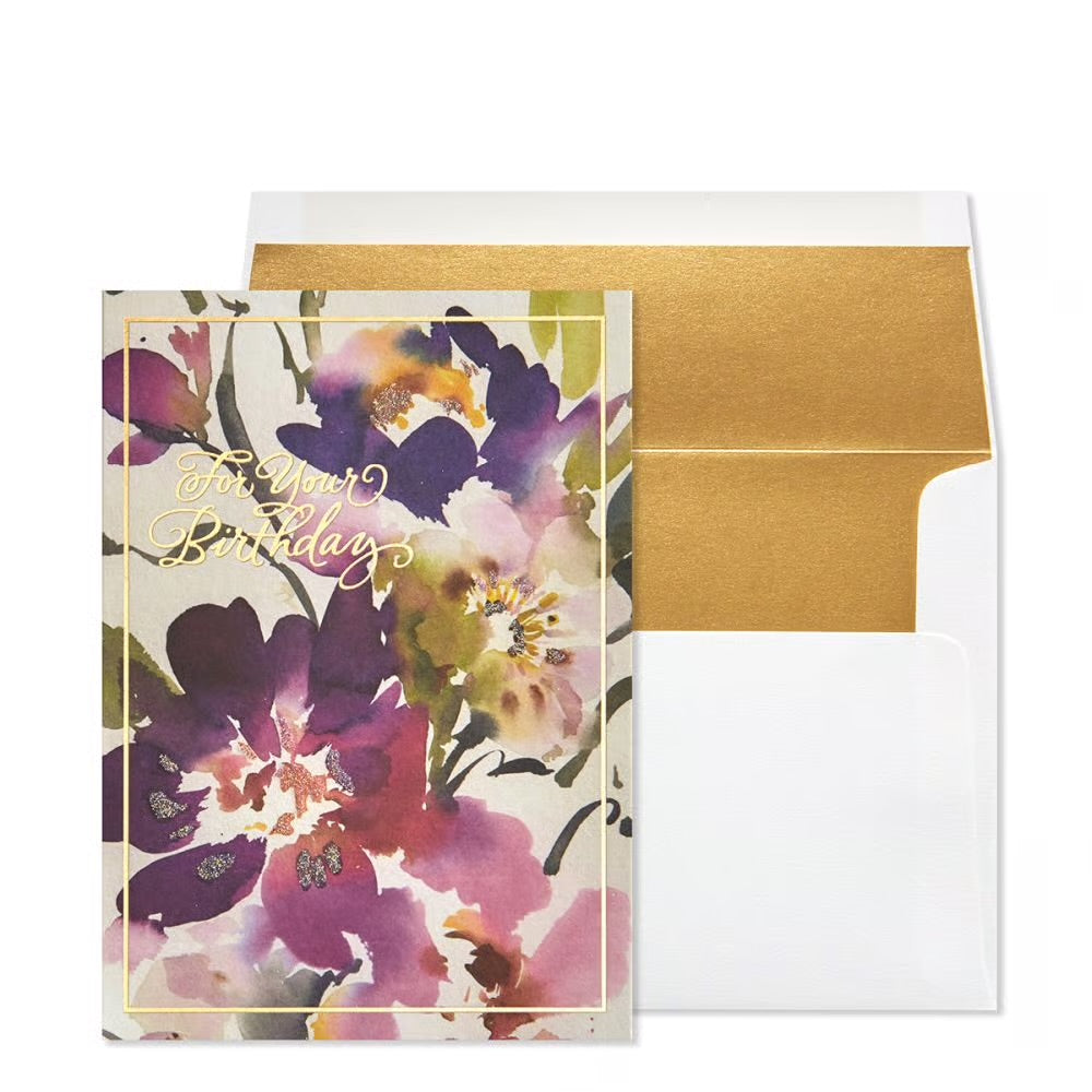 Fine Art Purple Floral Birthday Card